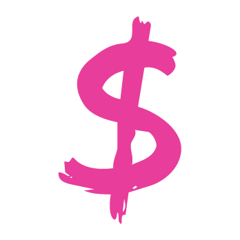 Pink dollar sign icon