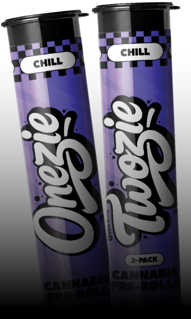 Onezie and Twozie containers, Purple. Cannabis pre-rolls, Twozie is a 2-pack.