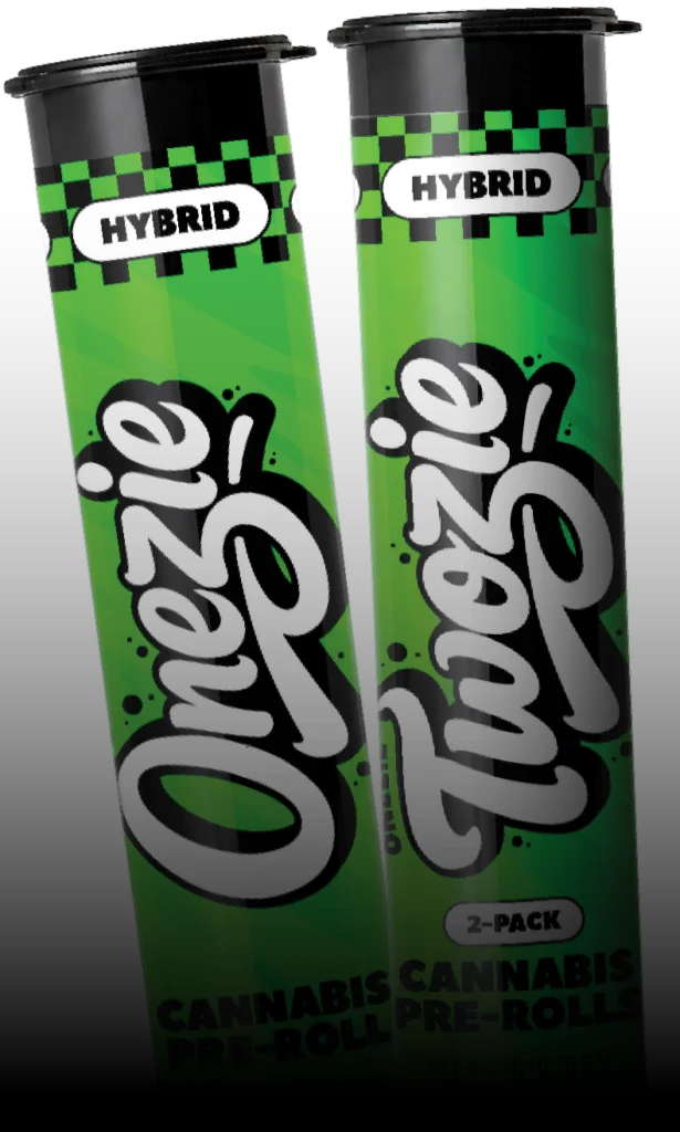Onezie and Twozie Hybrid containers. Cannabis pre-rolls, Twozie is a 2-pack.